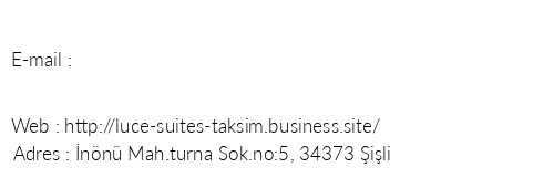Luce Suites Taksim telefon numaralar, faks, e-mail, posta adresi ve iletiim bilgileri